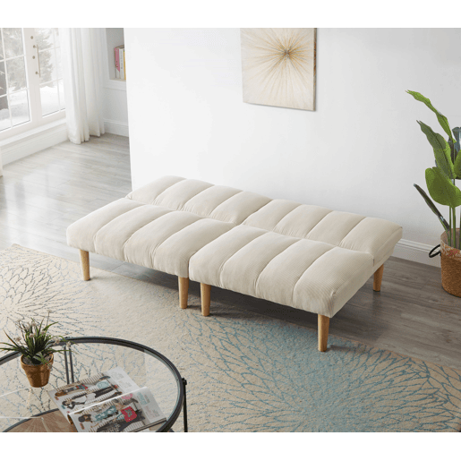 Sofá de 2 lugares, 167 cm - dobrável com encosto ajustável em 3 posições, economiza espaço, moderno para a sala de estar e o escritório - bege Sofá de 2 lugares, 167 cm - dobrável com encosto ajustável em 3 posições, economiza espaço, moderno para a sala de estar e o escritório - bege