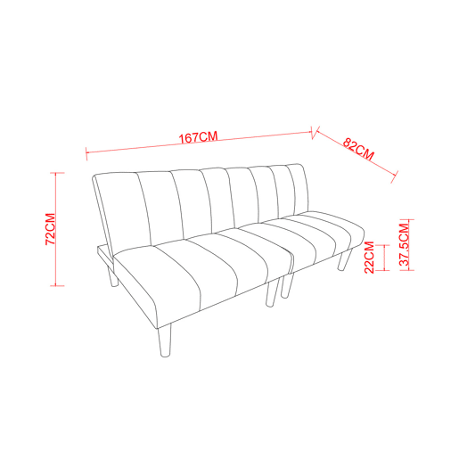 Sofá de 2 lugares, 167 cm - dobrável com encosto ajustável em 3 posições, economiza espaço, moderno para a sala de estar e o escritório - bege Sofá de 2 lugares, 167 cm - dobrável com encosto ajustável em 3 posições, economiza espaço, moderno para a sala de estar e o escritório - bege