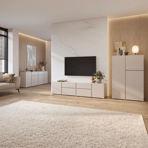 Móvel TV 4 portas 2 gavetas 195 cm Maxis Cachemire
