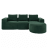 Sofá de 3 lugares com 258 cm - compacto, com três almofadas (1 de penas + 2 com porta-copos) - ideal para salas pequenas, apartamentos e escritórios - Verde Retro
