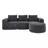 Sofá de 3 lugares com 258 cm - compacto, com 3 almofadas, suportes para copos e confortável - cinzento escuro