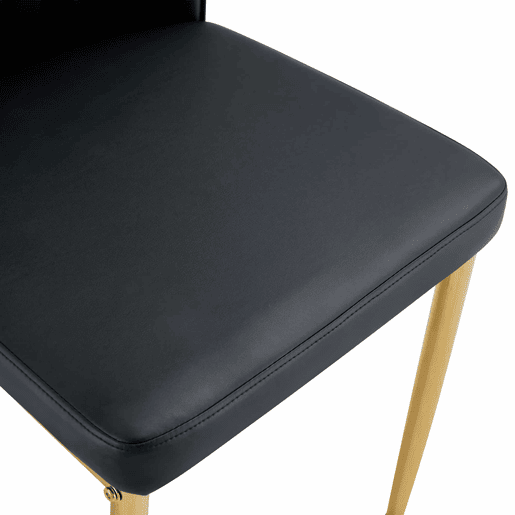 Cadeira de sala de jantar 4 unidades - PU preto, pernas metálicas douradas - design elegante Preto+Dourado