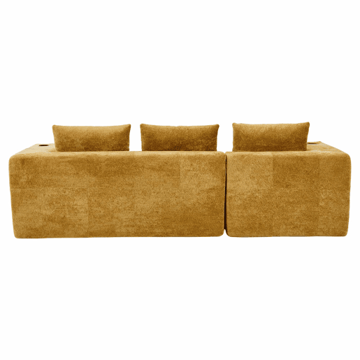 Sofá em L de 255 cm - clássico, minimalista e confortável, com 3 almofadas - amarelo Sofá em L de 255 cm - clássico, minimalista e confortável, com 3 almofadas - amarelo