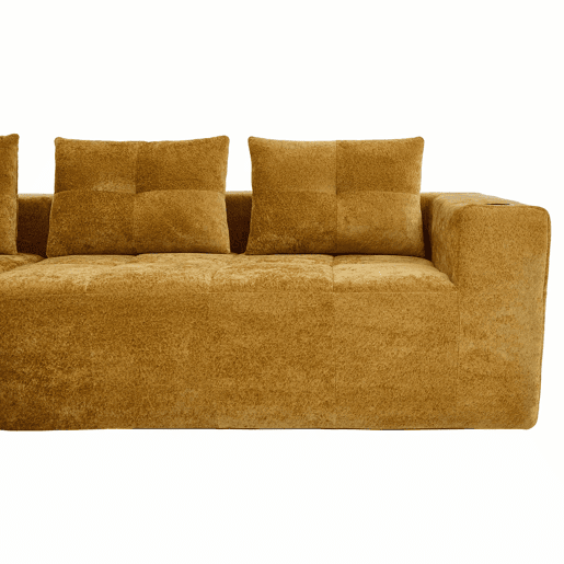 Sofá em L de 255 cm - clássico, minimalista e confortável, com 3 almofadas - amarelo Sofá em L de 255 cm - clássico, minimalista e confortável, com 3 almofadas - amarelo