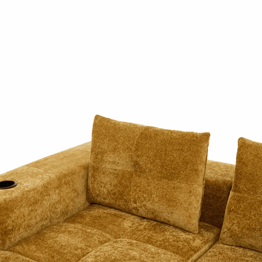 Sofá em L de 255 cm - clássico, minimalista e confortável, com 3 almofadas - amarelo Sofá em L de 255 cm - clássico, minimalista e confortável, com 3 almofadas - amarelo