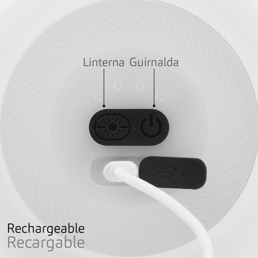 Aktive Lâmpada de acampamento LED e guirlanda de 10 metros com 200 lúmens Aktive Lâmpada de acampamento LED e guirlanda de 10 metros com 200 lúmens