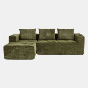 Sofá em L de 255 cm - clássico, minimalista e confortável - verde