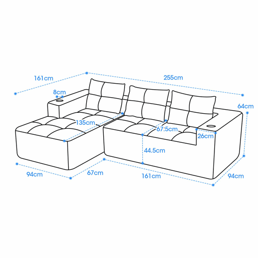 Sofá em L de 255 cm - clássico, minimalista e confortável - verde Sofá em L de 255 cm - clássico, minimalista e confortável - verde