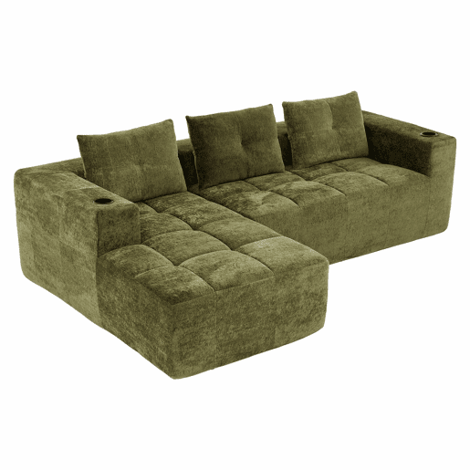 Sofá em L de 255 cm - clássico, minimalista e confortável - verde Sofá em L de 255 cm - clássico, minimalista e confortável - verde