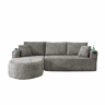 Sofá de canto em L de 3 lugares - Cloud Couch, sem montagem, com porta-copos em aço inoxidável resistente ao calor, capa em linho respirável e resistente, bolsos laterais e braços - Cinza