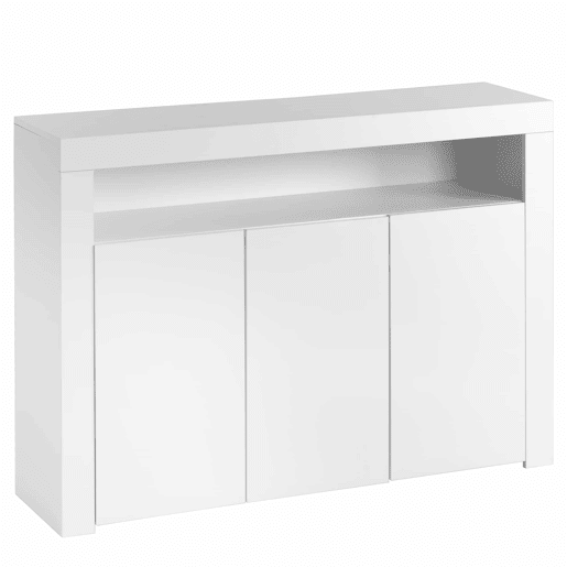 Aparador LED com 3 portas - Vitrina moderna com comando remoto - Branco Aparador LED com 3 portas - Vitrina moderna com comando remoto - Branco