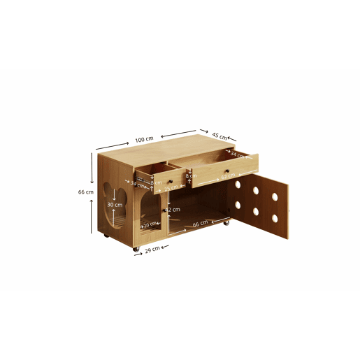 Armário para caixa de areia 100x45x66 cm - com tampa removível, isolante de odores - Natural Armário para caixa de areia 100x45x66 cm - com tampa removível, isolante de odores - Natural