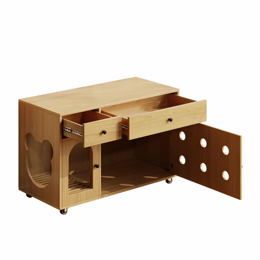Armário para caixa de areia 100x45x66 cm - com tampa removível, isolante de odores - Natural Armário para caixa de areia 100x45x66 cm - com tampa removível, isolante de odores - Natural