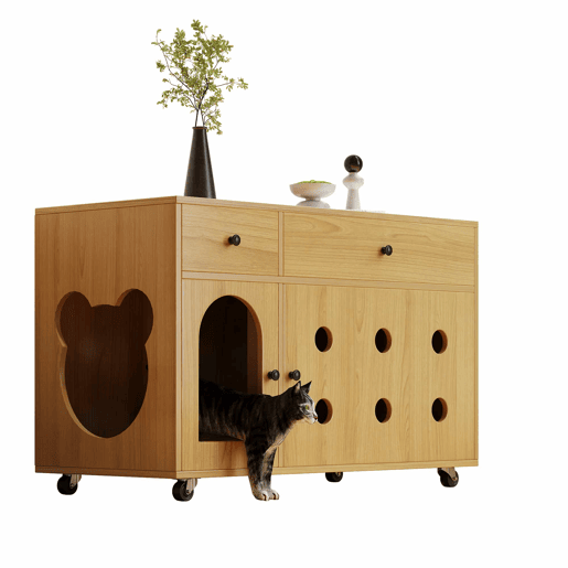 Armário para caixa de areia 100x45x66 cm - com tampa removível, isolante de odores - Natural Armário para caixa de areia 100x45x66 cm - com tampa removível, isolante de odores - Natural