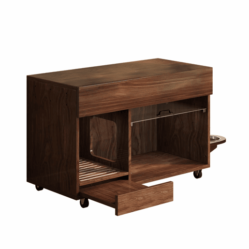 Armário para caixa de areia 100x45,5x67 cm - com comedouros e bandeja de areia - Nogal Armário para caixa de areia 100x45,5x67 cm - com comedouros e bandeja de areia - Nogal