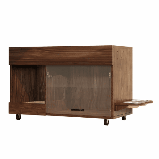 Armário para caixa de areia 100x45,5x67 cm - com comedouros e bandeja de areia - Nogal Armário para caixa de areia 100x45,5x67 cm - com comedouros e bandeja de areia - Nogal