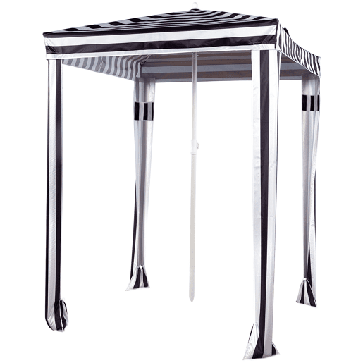 Aktive Guarda-sol de praia conversível em tenda, 145 cm, listras pretas e brancas Aktive Guarda-sol de praia conversível em tenda, 145 cm, listras pretas e brancas