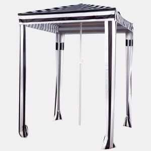 Aktive Guarda-sol de praia conversível em tenda, 145 cm, listras pretas e brancas