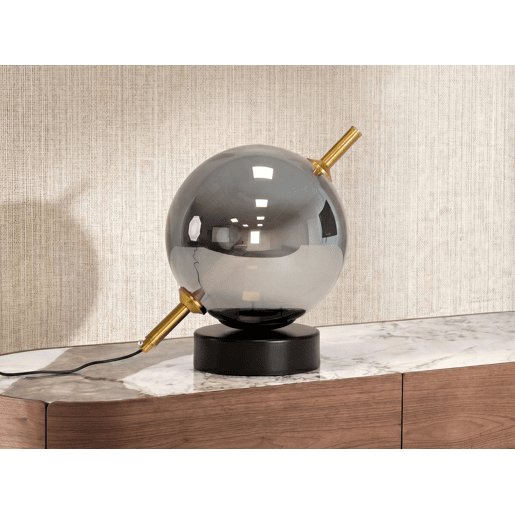 THE LUMINE Candeeiro de mesa em vidro fumé e aço