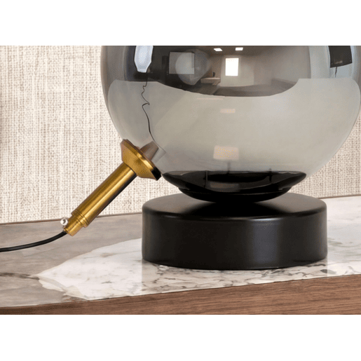THE LUMINE Candeeiro de mesa em vidro fumé e aço