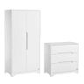 Cómoda de 3 gavetas e roupeiro de 2 portas Vox Ova Branco
