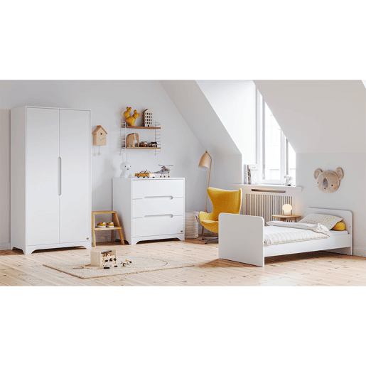 Cómoda de 3 gavetas e roupeiro de 2 portas Vox Ova Branco