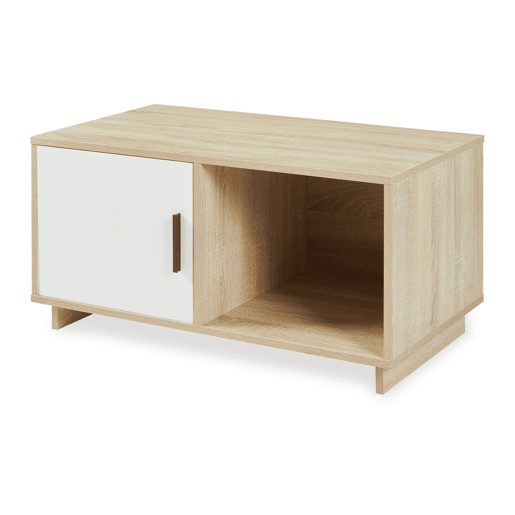 Mesa de centro Kenta com porta 80x45x40 cm Carvalho Sonoma  Branco en.casa