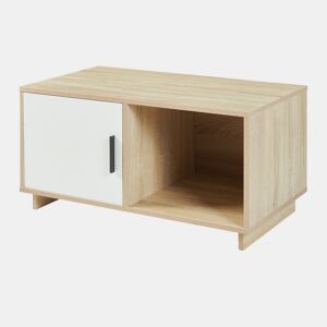 Mesa de centro Kenta com porta 80x45x40 cm Carvalho Sonoma  Branco en.casa
