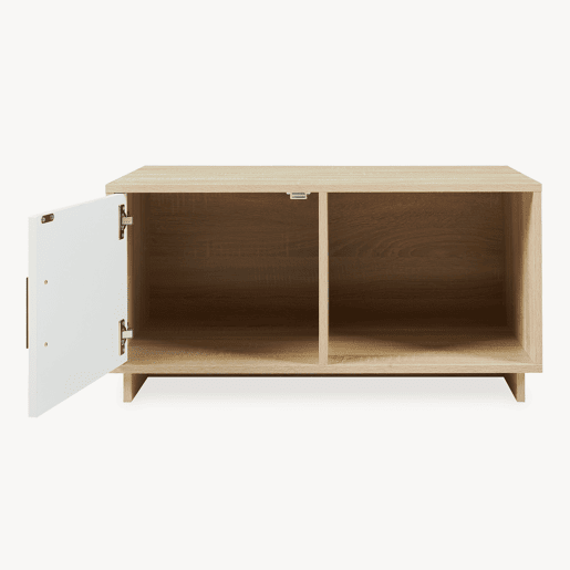 Mesa de centro Kenta com porta 80x45x40 cm Carvalho Sonoma  Branco en.casa
