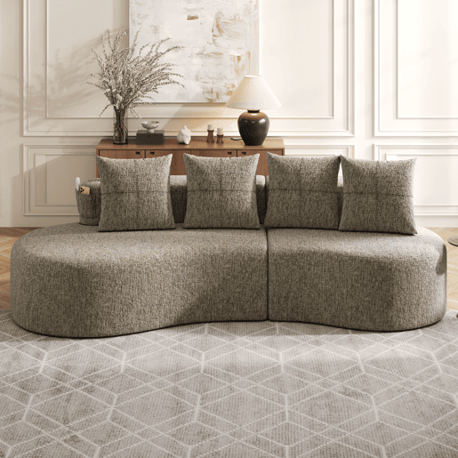 Sofá em Linho com Suportes para Copos e Bolsos (CASCADEINFINITE) Sofá em Linho com Suportes para Copos e Bolsos (CASCADEINFINITE)