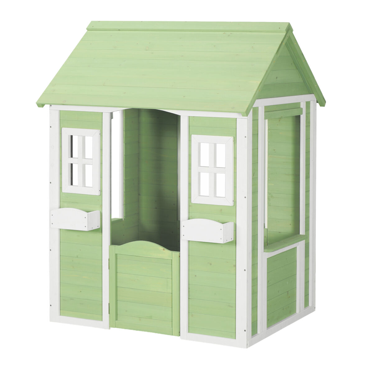 Casita infantil kuoldsvin madera de abeto 144x107x90cm - verde/blanco [en.casa]