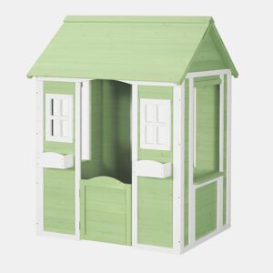 Casinha de brincar para crianças Kuoldsvin madeira 144x107x90 cm VerdeBranco en.casa