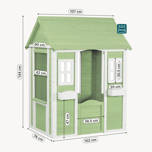 Casinha de brincar para crianças Kuoldsvin madeira 144x107x90 cm VerdeBranco en.casa Casinha de brincar para crianças Kuoldsvin madeira 144x107x90 cm VerdeBranco en.casa