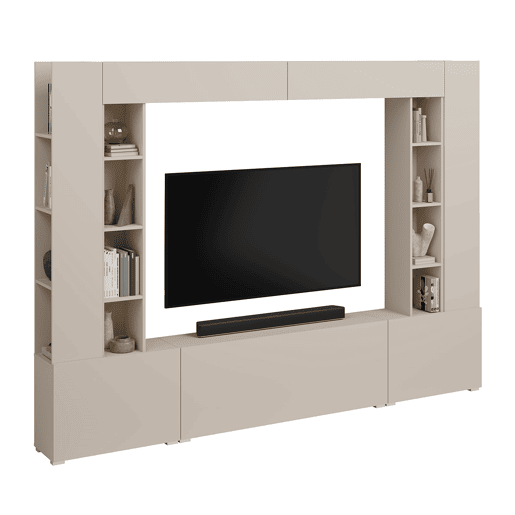 Móvel de TV 5 portas 16 nichos 260 cm Nala Cachemire