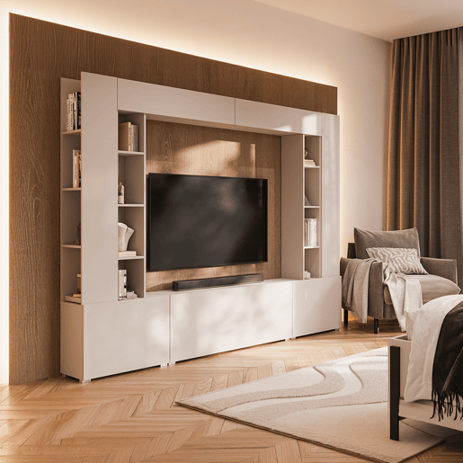 Móvel de TV 5 portas 16 nichos 260 cm Nala Cachemire