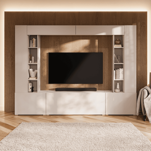 Móvel de TV 5 portas 16 nichos 260 cm Nala Cachemire