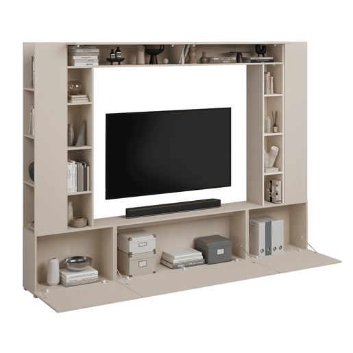 Móvel de TV 5 portas 16 nichos 260 cm Nala Cachemire