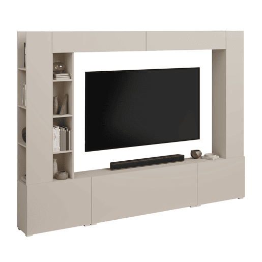 Móvel de TV 5 portas 12 nichos 260 cm Nala Cachemire