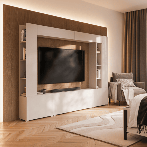 Móvel de TV 5 portas 12 nichos 260 cm Nala Cachemire