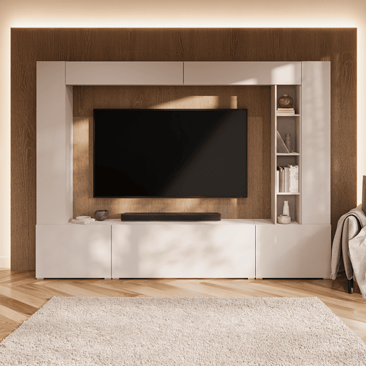 Móvel de TV 5 portas 12 nichos 260 cm Nala Cachemire