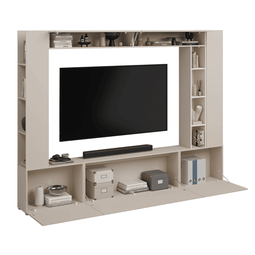 Móvel de TV 5 portas 12 nichos 260 cm Nala Cachemire