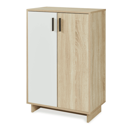Armário lateral Kenta 2 portas 90x60x35 cm Carvalho Sonoma Branco en.casa Armário lateral Kenta 2 portas 90x60x35 cm Carvalho Sonoma Branco en.casa