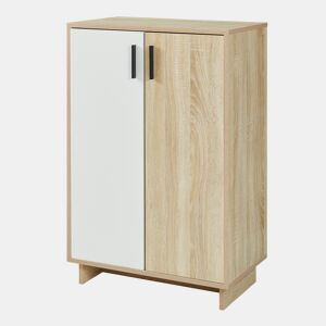 Armário lateral Kenta 2 portas 90x60x35 cm Carvalho Sonoma Branco en.casa