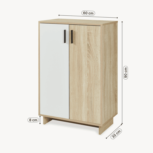 Armário lateral Kenta 2 portas 90x60x35 cm Carvalho Sonoma Branco en.casa Armário lateral Kenta 2 portas 90x60x35 cm Carvalho Sonoma Branco en.casa
