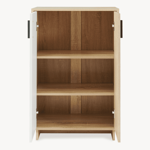 Armário lateral Kenta 2 portas 90x60x35 cm Carvalho Sonoma Branco en.casa Armário lateral Kenta 2 portas 90x60x35 cm Carvalho Sonoma Branco en.casa