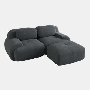 Sofá de Canto Modular em Veludo Cotelê com Chaise Longue e Braços Curvos (FLARECLAR)