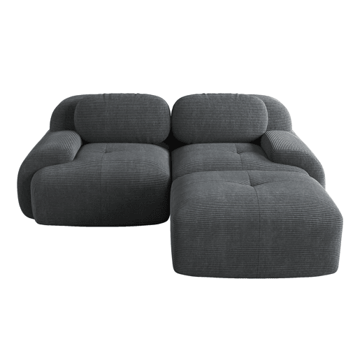 Sofá de Canto Modular em Veludo Cotelê com Chaise Longue e Braços Curvos (FLARECLAR) Sofá de Canto Modular em Veludo Cotelê com Chaise Longue e Braços Curvos (FLARECLAR)