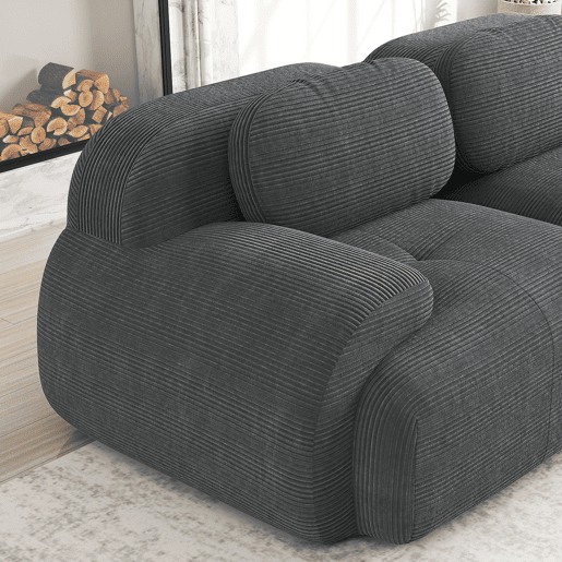 Sofá de Canto Modular em Veludo Cotelê com Chaise Longue e Braços Curvos (FLARECLAR) Sofá de Canto Modular em Veludo Cotelê com Chaise Longue e Braços Curvos (FLARECLAR)
