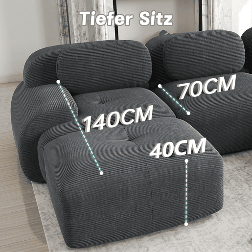 Sofá de Canto Modular em Veludo Cotelê com Chaise Longue e Braços Curvos (FLARECLAR) Sofá de Canto Modular em Veludo Cotelê com Chaise Longue e Braços Curvos (FLARECLAR)