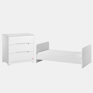 Berço evolutivo 70x140 e cómoda de 3 gavetas Vox Ova Branco